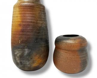 69 PairofSignedWoodFiredStudioPotteryVases