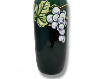 74 WellerPotteryVaseinDeepGreenGlazewGrapeReliefDesign