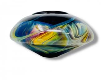 72 HeavyArtGlassVasewSwirlingIridescentDesign