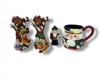100 FitzFloydNutcrackerSweetsCannisterSugarPlumHolidaySet