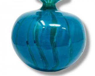 18 MdinaMaltaHandBlownBlueStripedGlassVase1980s