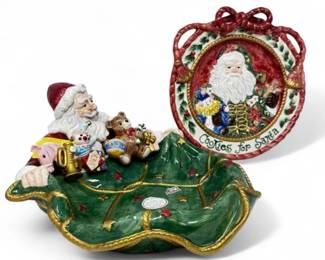 89 FitzFloyd1995SantasListServerFatherChristmasPlateSet
