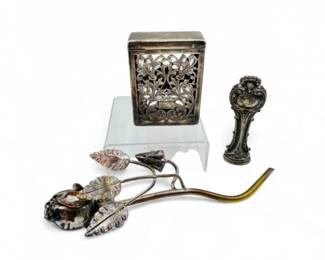37 AntiqueMixedSilverLot800WaxSealSterlingCigaretteCase886g