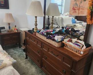 vintage dresser, scarves, handkerchiefs