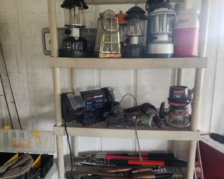 lanterns, lawn and garden tools