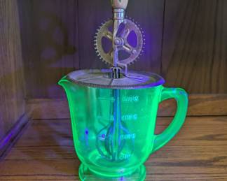 Green Uranium glass hand mixer/egg beater