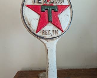 Texaco Sign cast iron door stop