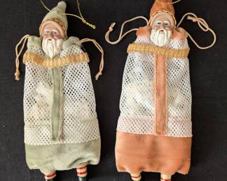 Vintage Santa Mesh Bag Candy Container Ornaments
