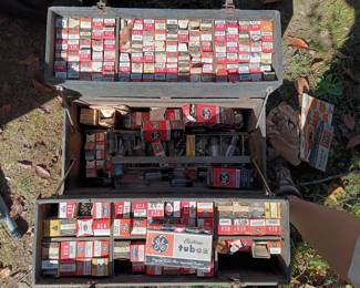 Electrician's case full of vintage tubes
