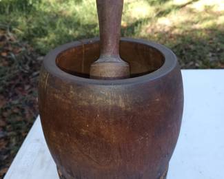Large Wood Mortar and Pestle