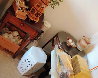 Asian garden seat, copper boiler with lid