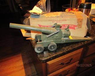 side view of assembled toy cannon