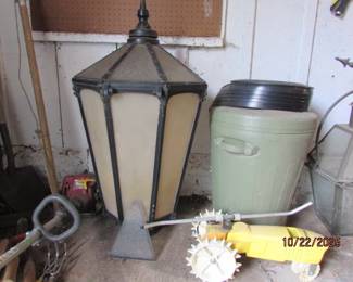 Portico chandelier cover and garden items