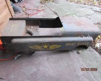 antique metal military pedal car