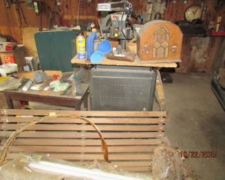 old radio, swing, radial arm saw