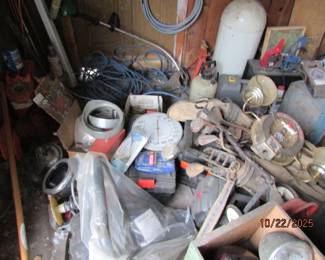 more misc items, antique hickory shaft golf clubs, and more