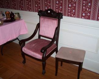 1900s parlor chair & newer stool