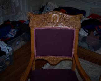 Detail of oak dining chair--EXECUTRIX HAS REMOVED FROM THE SALE.