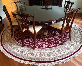 72" Round Mahogany Pedestal Dining Table with Custom Glass on Top