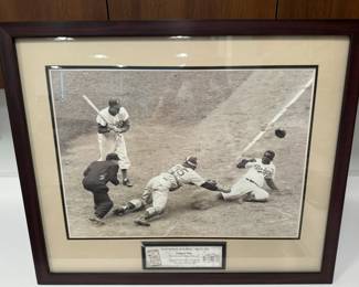 Vintage Framed Jackie Robinson Photo 29x34" 1952 Jackie Steals Home Dodgers