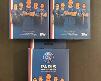 Lot (3) 2021-22 Topps PSG Paris Saint Germain Sealed Set Box Mbappe Messi Auto