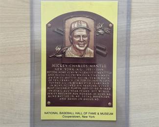 National Baseball Hall of Fame Mickey Mantle Plaque Postcard