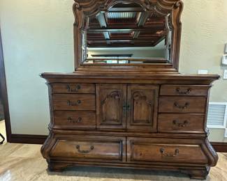 Dresser with Mirror $350 70" long 20" deep 42-1/4 tall with mirror 94-1/2" high