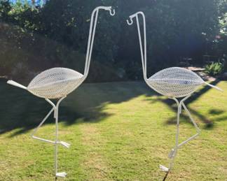 RARE PAIR OF MIDMOD FLAMINGOS YARD IRON