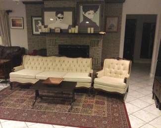 Nagel prints Signed and numbered, Area rug, Victorian sofa and chair