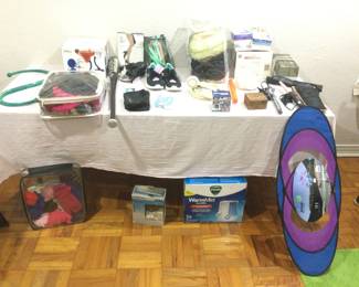 Winter Hats, mittens, scarves, hair appliances, Prism single line box kite, Nebulizer, Vicks humidifier & more