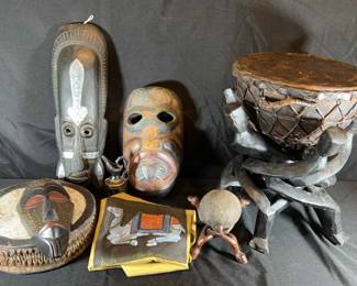 002 African Decor Handcrafted Wooden Masks, Drums And More