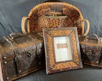 Whicker Basket, 2small Decorative Chest And More