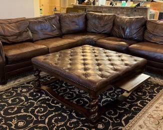 Grand LeatherLook Sofa  Tufted Ottoman