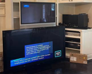 All the Audio and Visual Equipment You Need 3 TVs, Sound System, Receivers, and Players