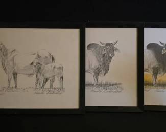 Charles Beckendorf Collection of Three Signed Numbered Brahma Cow Prints