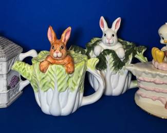 Collectible Novelty Teapot Lot Lennox Tweety, Mitchell Wu Bunny, and More