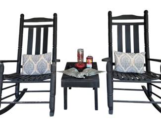 Timeless Black Porch Rockers Table  Ready for Some Patio Relaxation