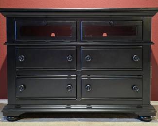 Elegant American Woodcrafters Black Wood Entertainment Chest TV Stand... This Is A Nice One