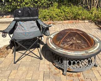 Heavy Duty Steel Outdoor Fire Pit Bonus Coleman Oversized Quad Chair