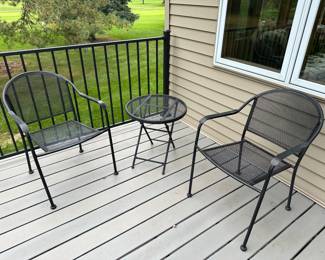 Wrought Iron Chairs and Accent Table