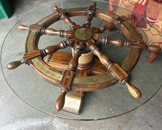 Ship Wheel Coffee and Table