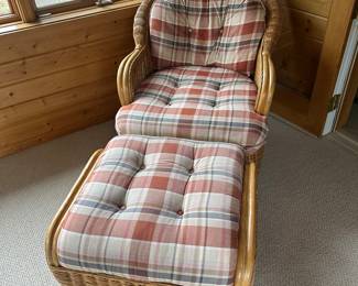 Henry Link Wicker/Rattan Arm Chair and Ottoman