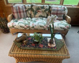 Henry Link Smithsonian Collection Wicker/Rattan Sofa and Coffee Table, Decor