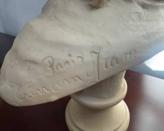 Resin French Peasant Girl Bust Sculpture signed Grinam Niam Paris (18"H)