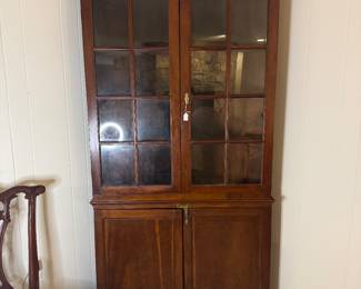 Antique Mahogany Quad-Door Corner Cabinet (45"W x 25"D x 82"H) Dated 1793