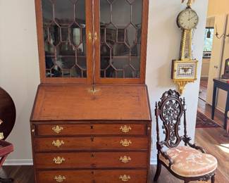 Antique Mahogany George III 4 Drawer / 2 Door Secretary Desk (24"D x 42"W x 83"H)