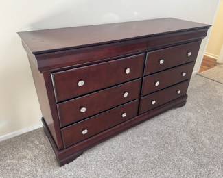 8 Drawer Brown Dresser (61"W x 19"D x 35-1/2"H)