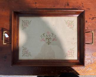 Antique Cross Stitch Serving Tray