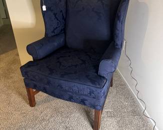 Fairfield Blue Upholstered Wing Back Armchair (32"W x 36"D x 42" Back Height)