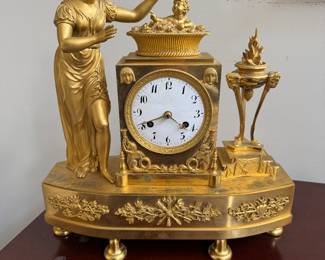 French Empire Gilt Bronze Mantle Clock